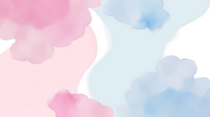 Abstract watercolor art with soft pink, blue, and green brushstrokes creating a calming and minimalist composition