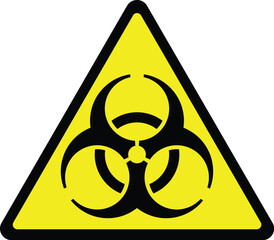 biohazardous infectious materials symbol.Isolated black biohazard label on yellow triangle