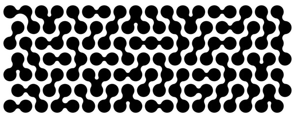 Circuit scheme. Metaballs pattern. Liquid drops, organic blobs or morph shapes background. Neurons or molecules net isolated on white background. Trendy abstract print. Vector graphic illustration.