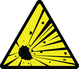 explosive hazard symbol.isolated black explosive material sign on yellow