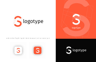 Geometric letter S monogram, minimalistic logo for architectural building, futuristic technology, innovative science, blueprint project. Modern logo concept. Vector illustration