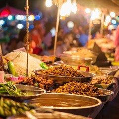 Street food market in South East Asia