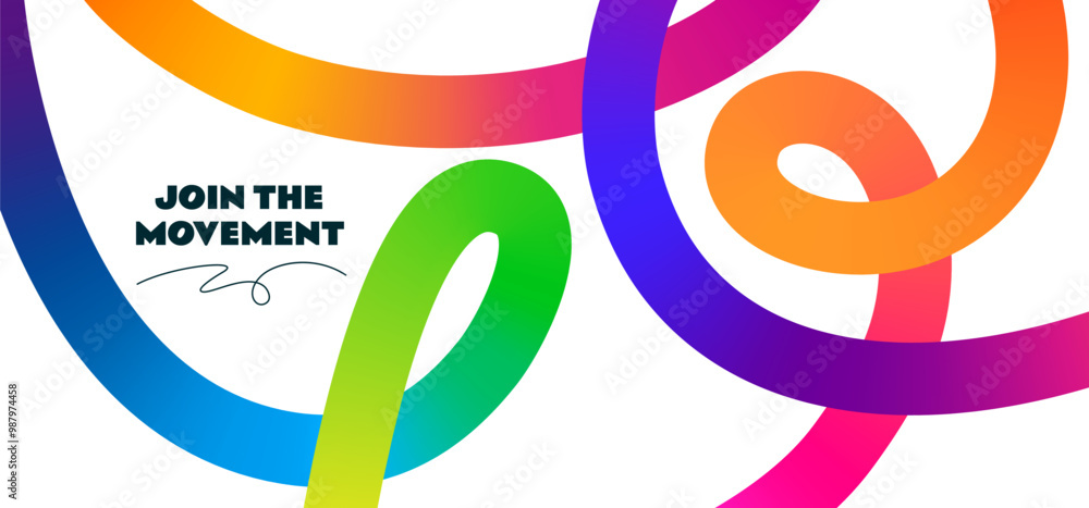 Poster abstract wavy rainbow lines. vector celebration squiggle ribbons. swirl neon colored lines. backgrou
