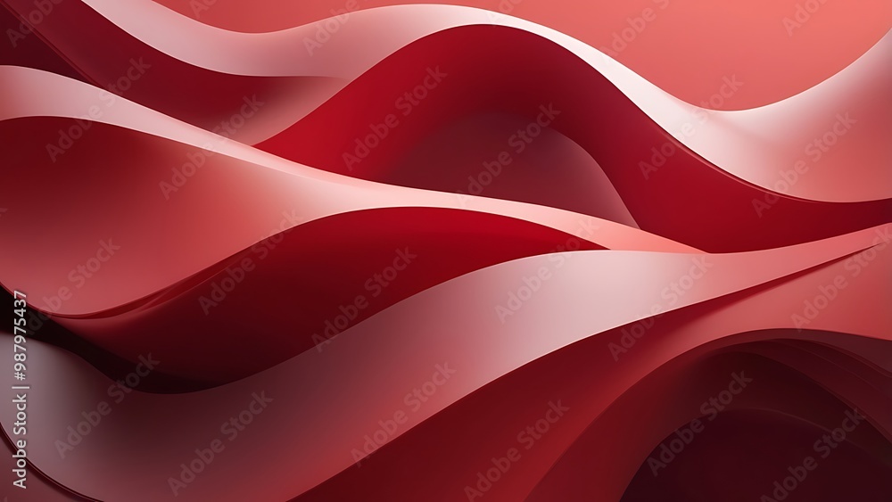 Poster abstract digital artwork featuring a dynamic, flowing design with red and white smooth curved lines