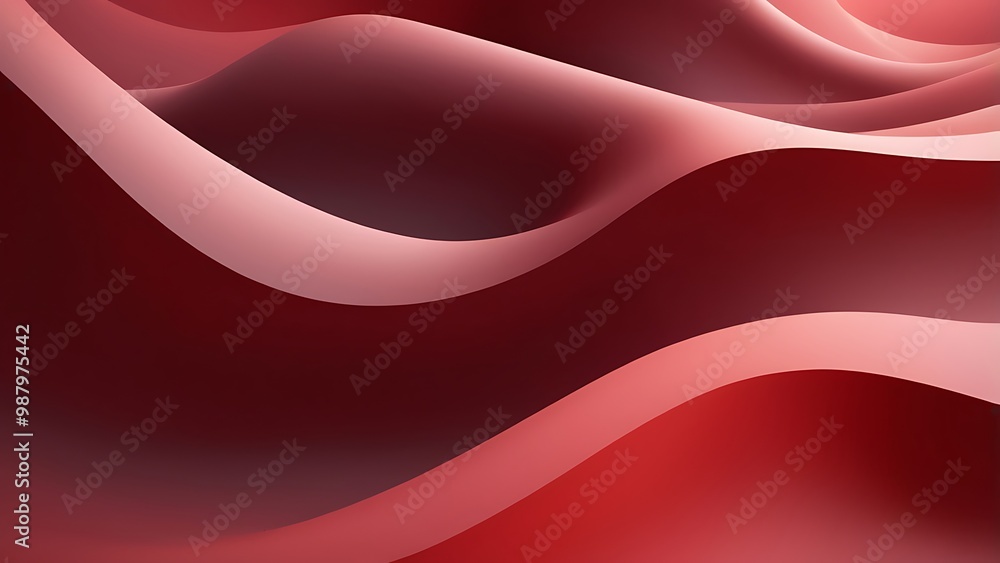 Poster abstract digital artwork featuring a dynamic, flowing design with red and white smooth curved lines