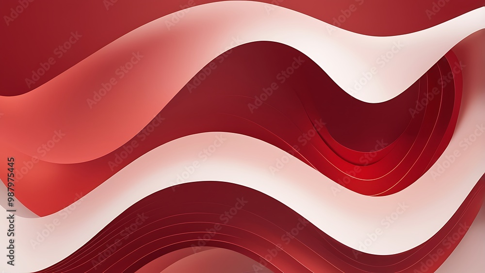 Poster abstract digital artwork featuring a dynamic, flowing design with red and white smooth curved lines