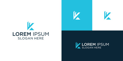Logo design of K in vector for construction, home, real estate, building, property. Minimal awesome trendy professional logo design template