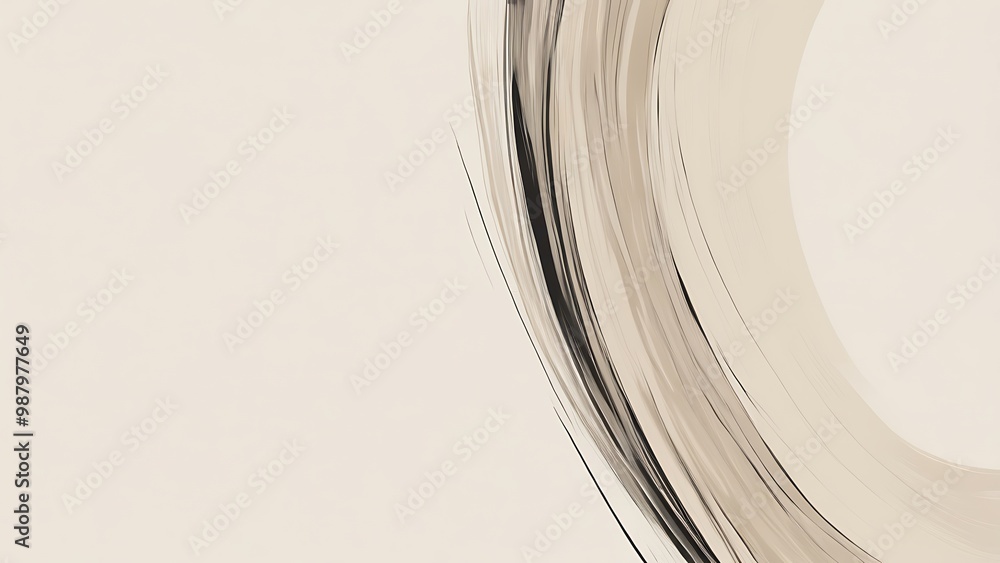 Poster abstract artwork textured background with a minimalist type features a predominantly white background with swirling black random lines
