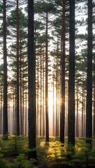 forest pine sunrise  forest morning landscape pine tree sunrise sun green park nature environment summer plant sunlight scene foliage light timberland beautiful birch tree branch wilderness wood