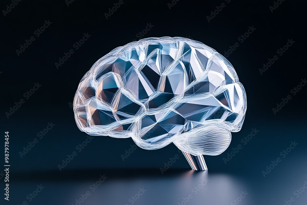 Poster minimalist brain design, with geometric lines forming a simple yet elegant representation of the hum