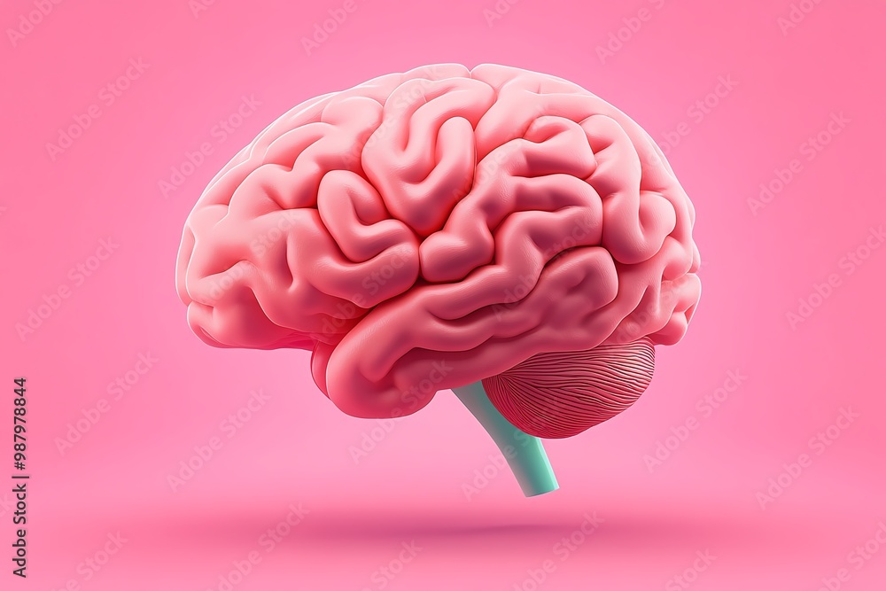Aufkleber minimalist human brain illustration, with clean lines and a soft gradient background for a simple, e