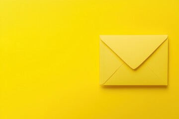 Yellow envelope on a vibrant yellow background, creating a monochrome and minimalistic composition.