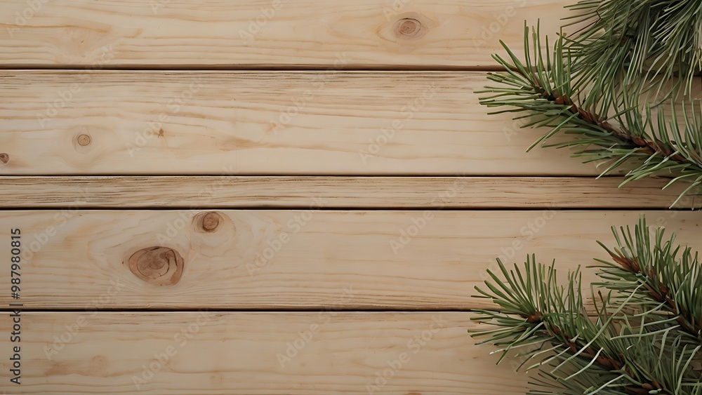 Poster minimalist and clean image featuring a light wooden background with horizontal planks and a small cl