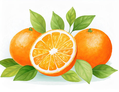Illustration einer aufgeschnittenen Orange ki generiert 