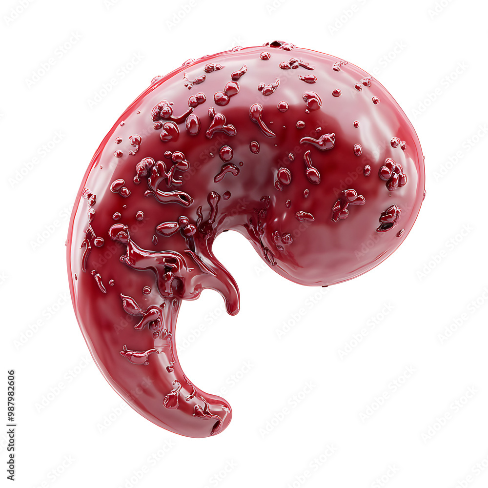 Poster a red blob with a bumpy texture