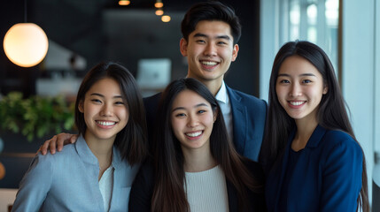 Obraz premium A group of Young Asian business people. 