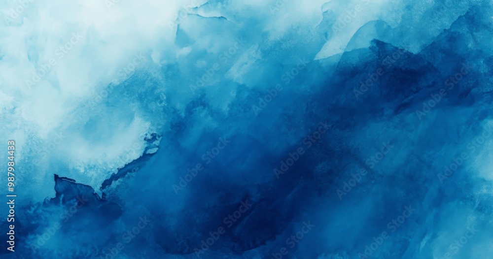 Poster misty dark blue watercolor background with soft textures and minimalistic design, high-resolution hy