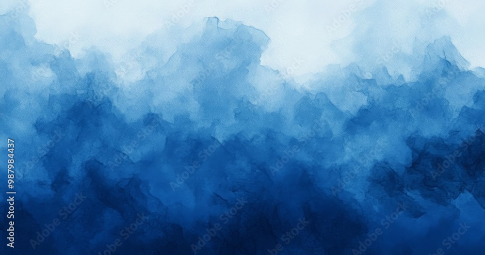 Poster misty dark blue watercolor background with soft textures and minimalistic design, high-resolution hy