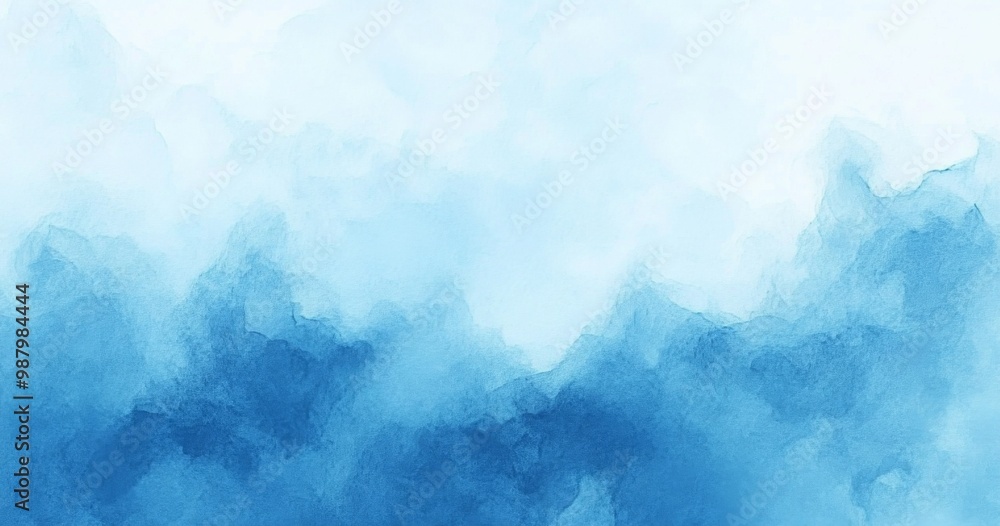 Poster misty dark blue watercolor background with soft textures and minimalistic design, high-resolution hy