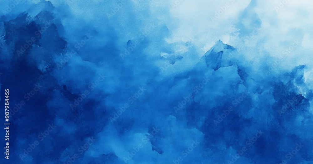 Poster misty dark blue watercolor background with soft textures and minimalistic design, high-resolution hy