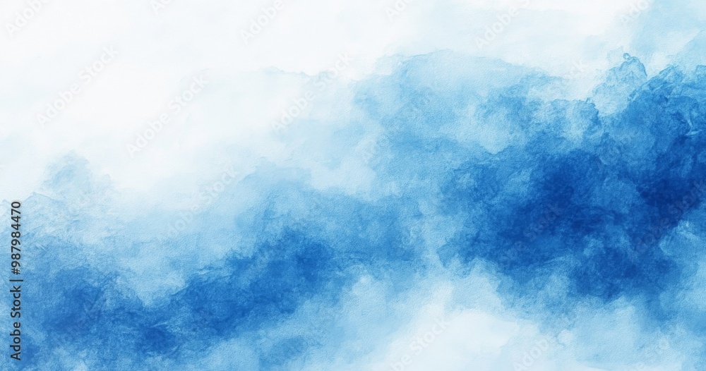 Poster misty dark blue watercolor background with soft textures and minimalistic design, high-resolution hy