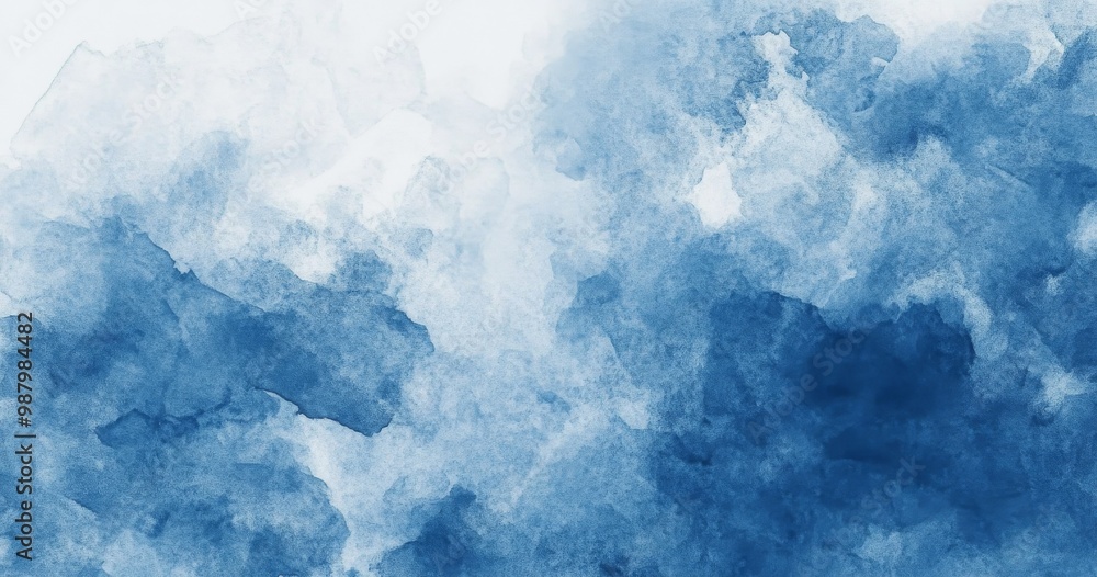 Poster misty dark blue watercolor background with soft textures and minimalistic design, high-resolution hy