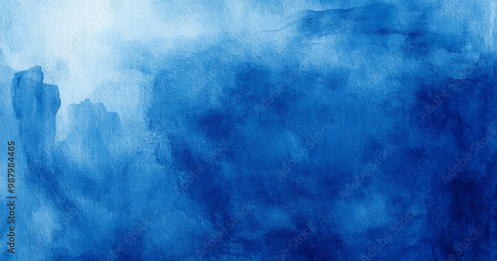Poster misty dark blue watercolor background with soft textures and minimalistic design, high-resolution hy