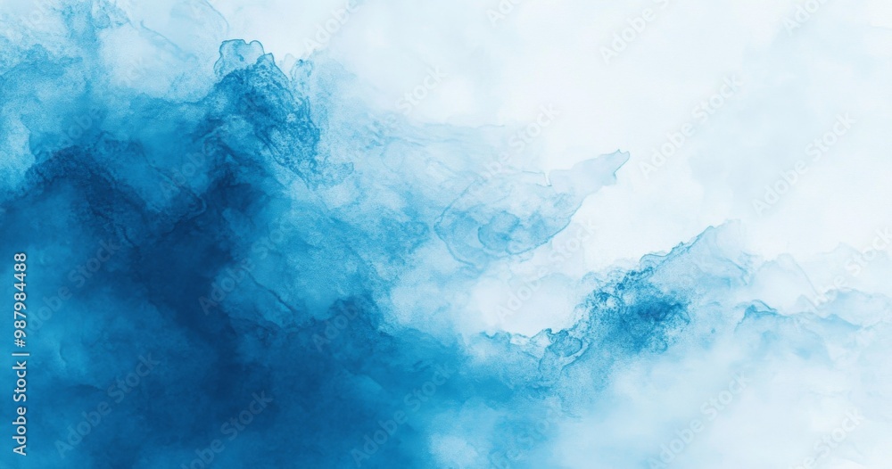 Poster misty dark blue watercolor background with soft textures and minimalistic design, high-resolution hy