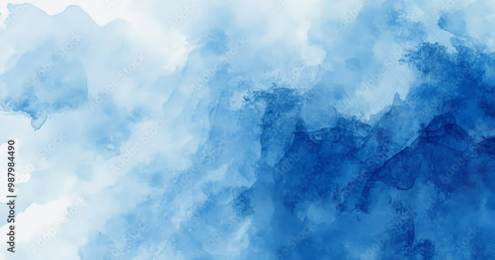 Poster misty dark blue watercolor background with soft textures and minimalistic design, high-resolution hy