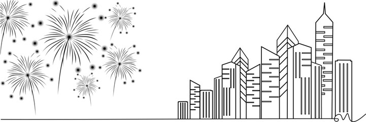 Fototapeta premium line art firework illustration background