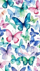 beautiful blue green wings violet pink watercolor wing watercolor illustration art design painting...