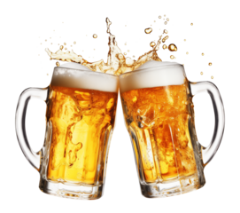 Beer Mug Toast Cheers Splash Isolated on Transparent Background PNG
