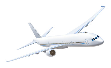 Obraz premium Flying Airplane Isolated on Transparent Background PNG 