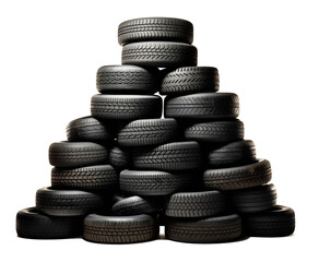 Pile of Tires Isolated on Transparent Background PNG
