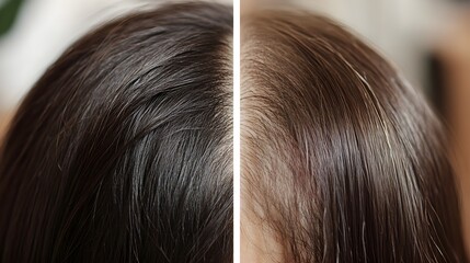 Write an article about the benefits of using hair loss prevention shampoos, featuring side-by-side before-and-after images of the scalp