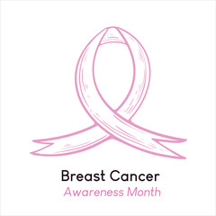 Breast cancer for concept design.  Awareness ribbons line art style.