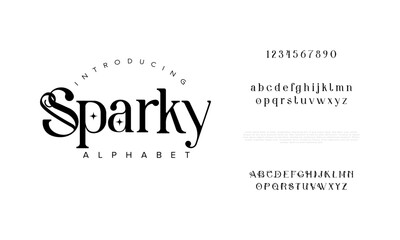 Sparky typography beauty fashion elegant minimalist serif italic fonts decorative wedding vintage retro logos. Minimal luxury font alphabet logo. Vector illustration