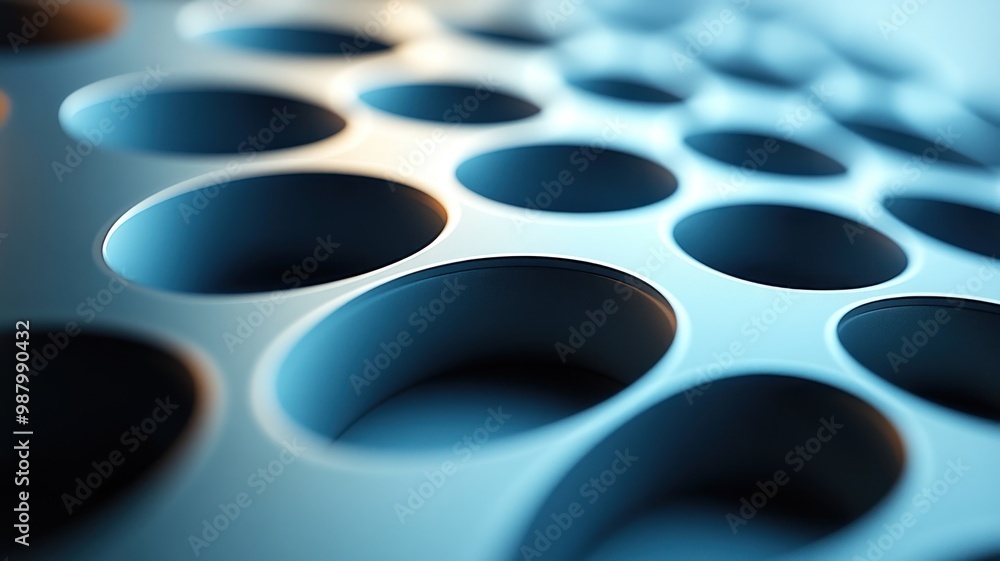 Poster close-up of a textured surface with circular indentations.