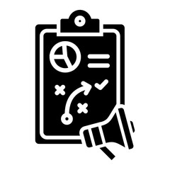 Marketing plan icon with glyph style