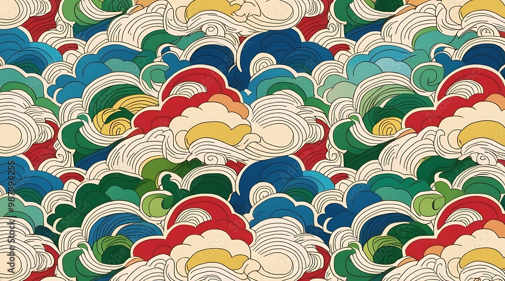 Poster abstract illustration background of seamless digital design texture with smooth colorful waves and c