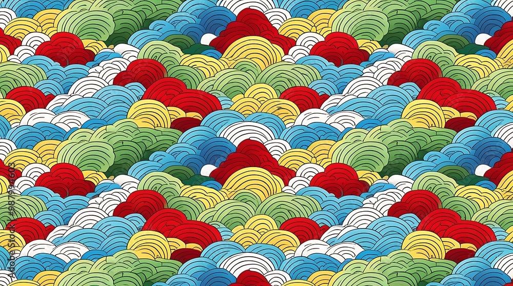 Poster abstract illustration background of seamless digital design texture with smooth colorful waves and c