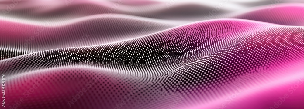 Poster Abstract wavy surface with gradients of pink and black, creating a dynamic visual effect.