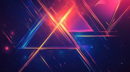A high-energy abstract banner with geometric shapes like polygons and triangles in neon colors, creating a dynamic background with a futuristic feel