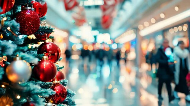 Christmas tree in shopping mall center 