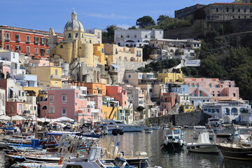 Panoramic view of Procida. Campania, Italy