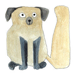 Little adorable dog as an hand-drawn illustration for children and adults on a transparent background 