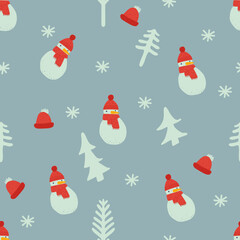 Christmas Snowman Background With Winter Elements