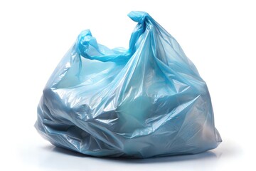 blue garbage bag isolated on white background
