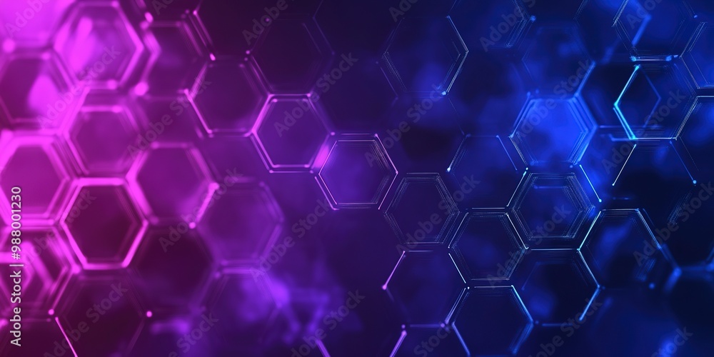Poster vivid purple and blue hues dominate this digital background with hexagonal patterns symbolizing conn