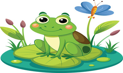 Naklejka premium frog on a leaf